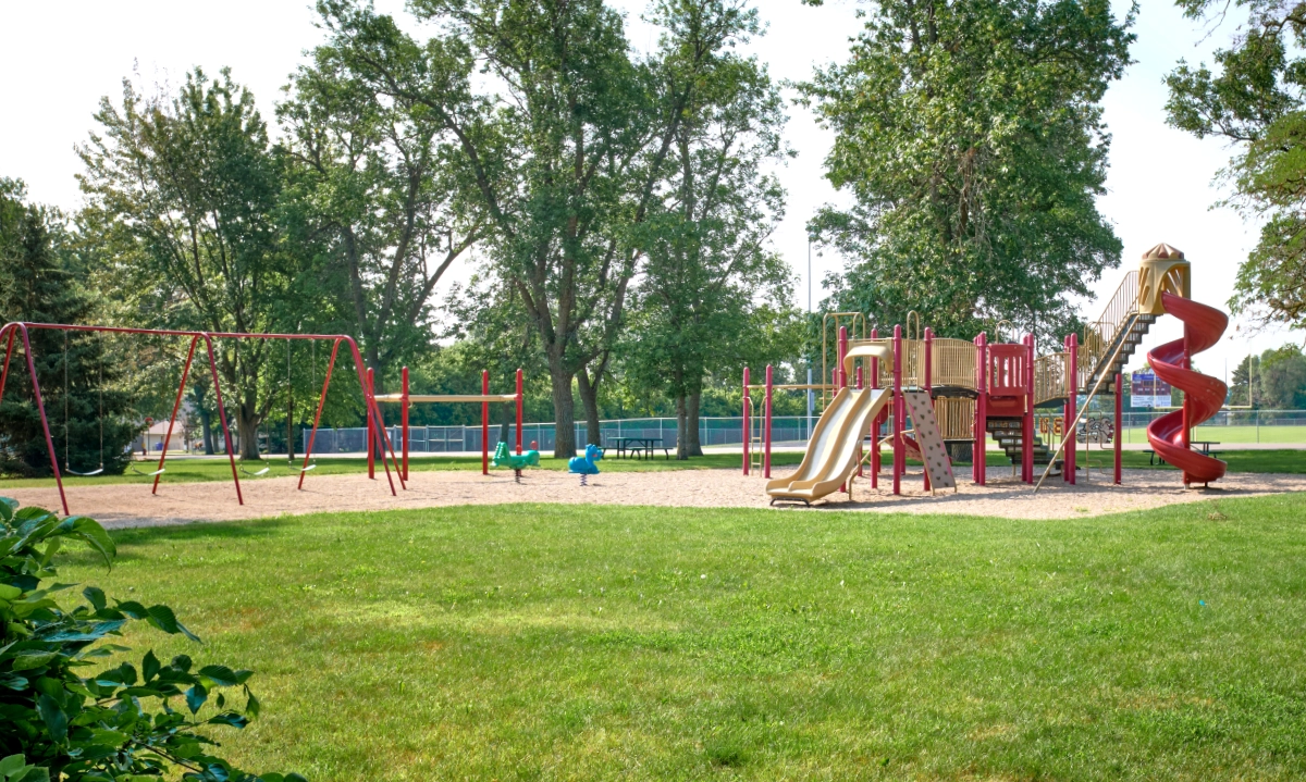 Playground equipment at Washington Park